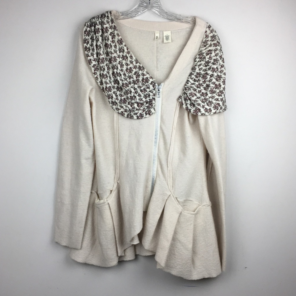 Anthro Moth Asymmetrical Zip Wool Sweater Peplum M
